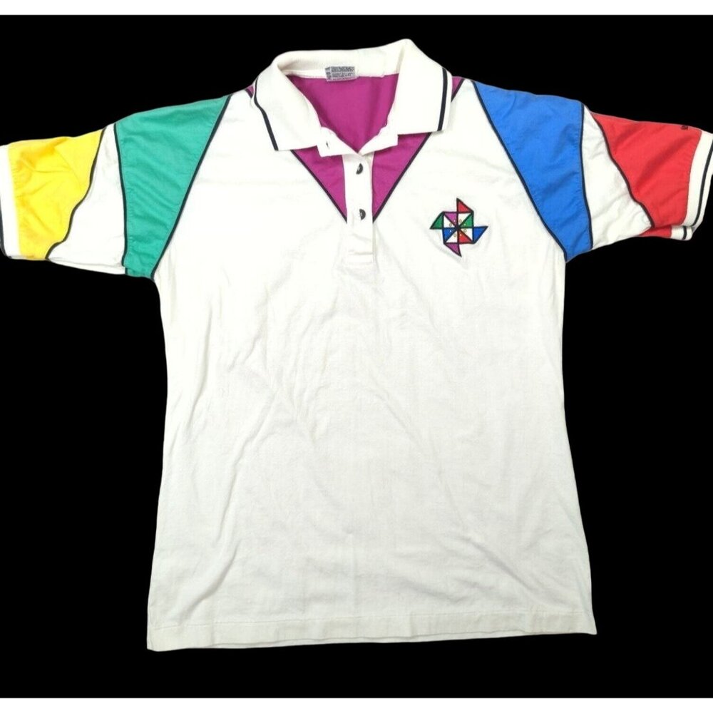 Vintage Head Polo Shirt Womens Small Colorblock Multicolor Short Sleeve